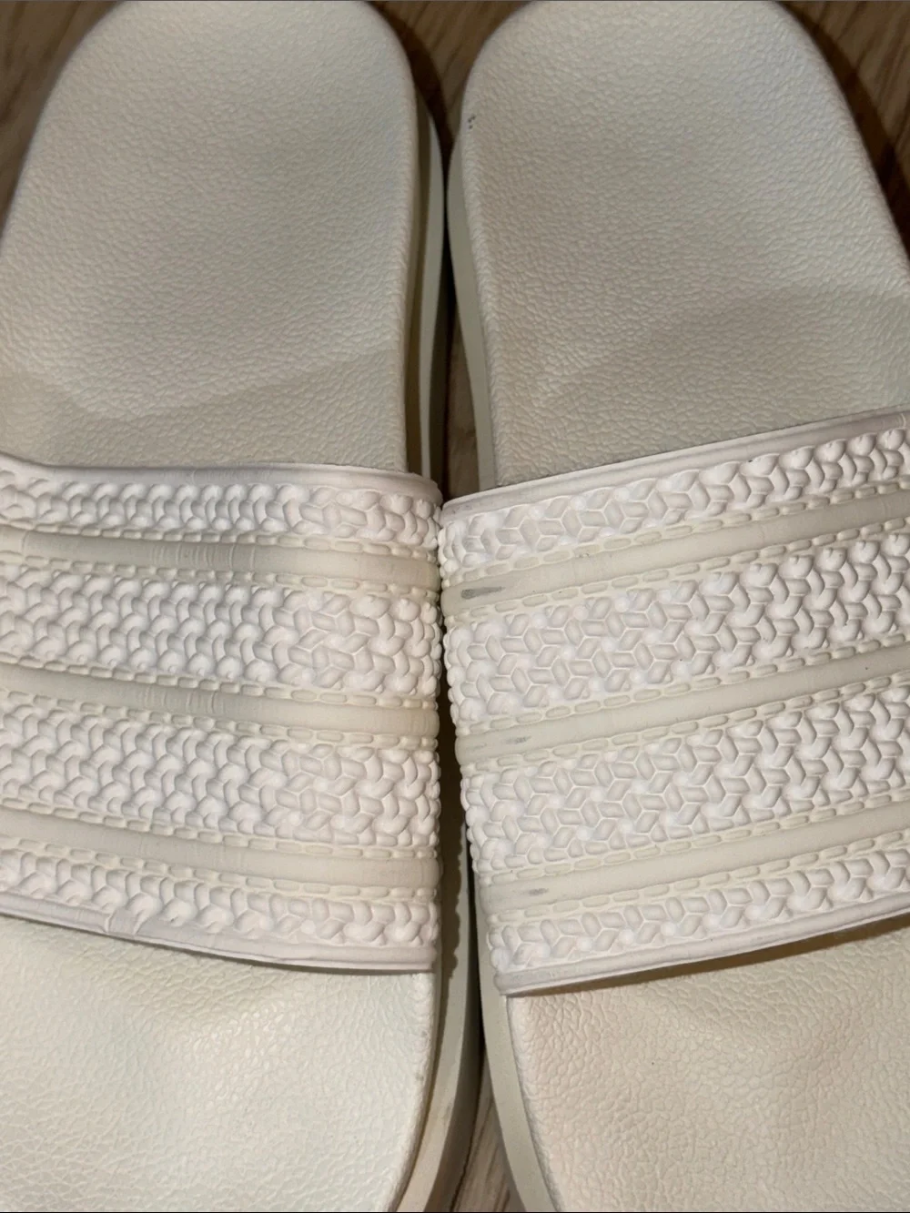 Adidas Originals Adilette Bonega platform sliders in cloud white/off white
